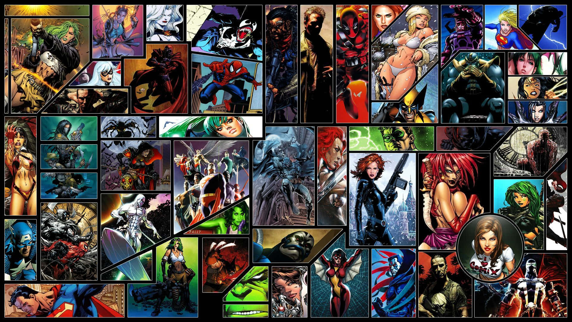 A Collage Of Various Comic Characters