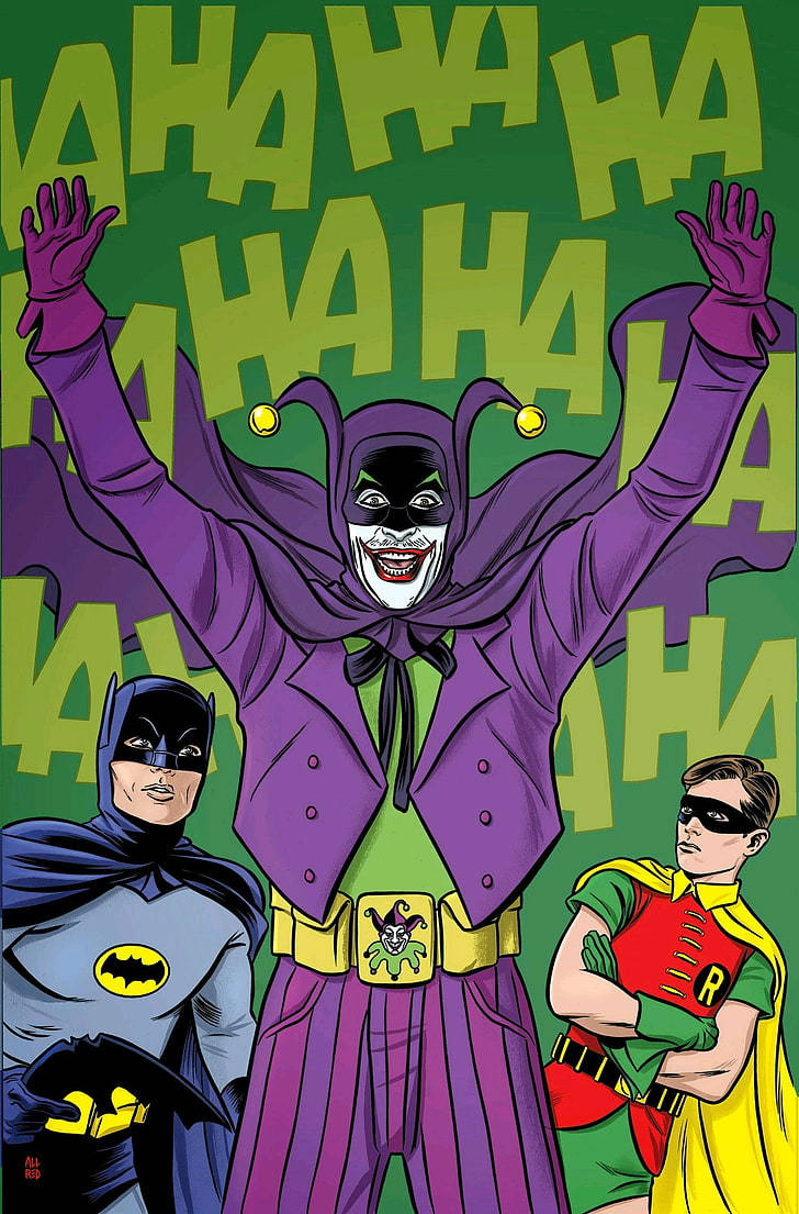 Comic Batman, Joker, and Robin iPhone Wallpaper