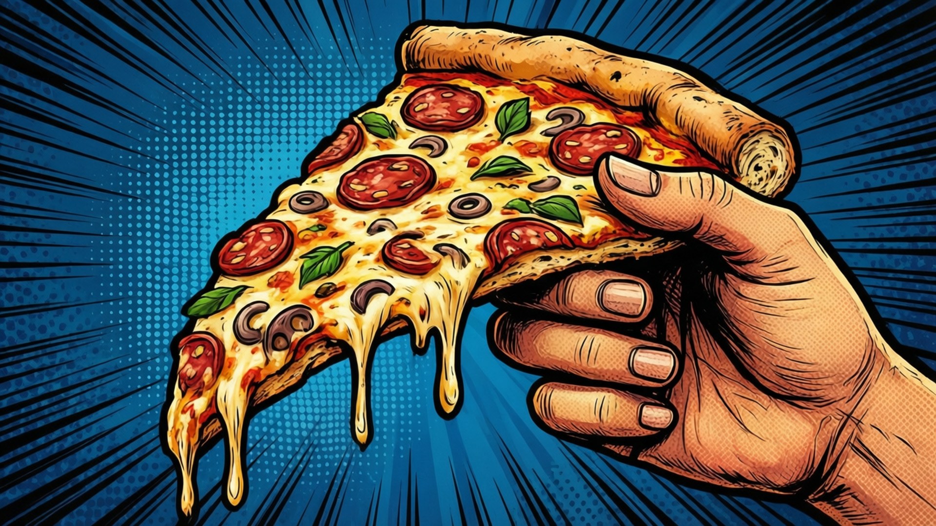 Comic Bite Pizza Slice Wallpapers