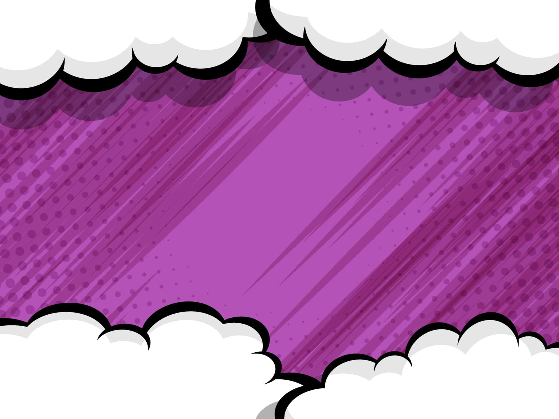 Purple Pop Art Style Speech Bubble With Clouds