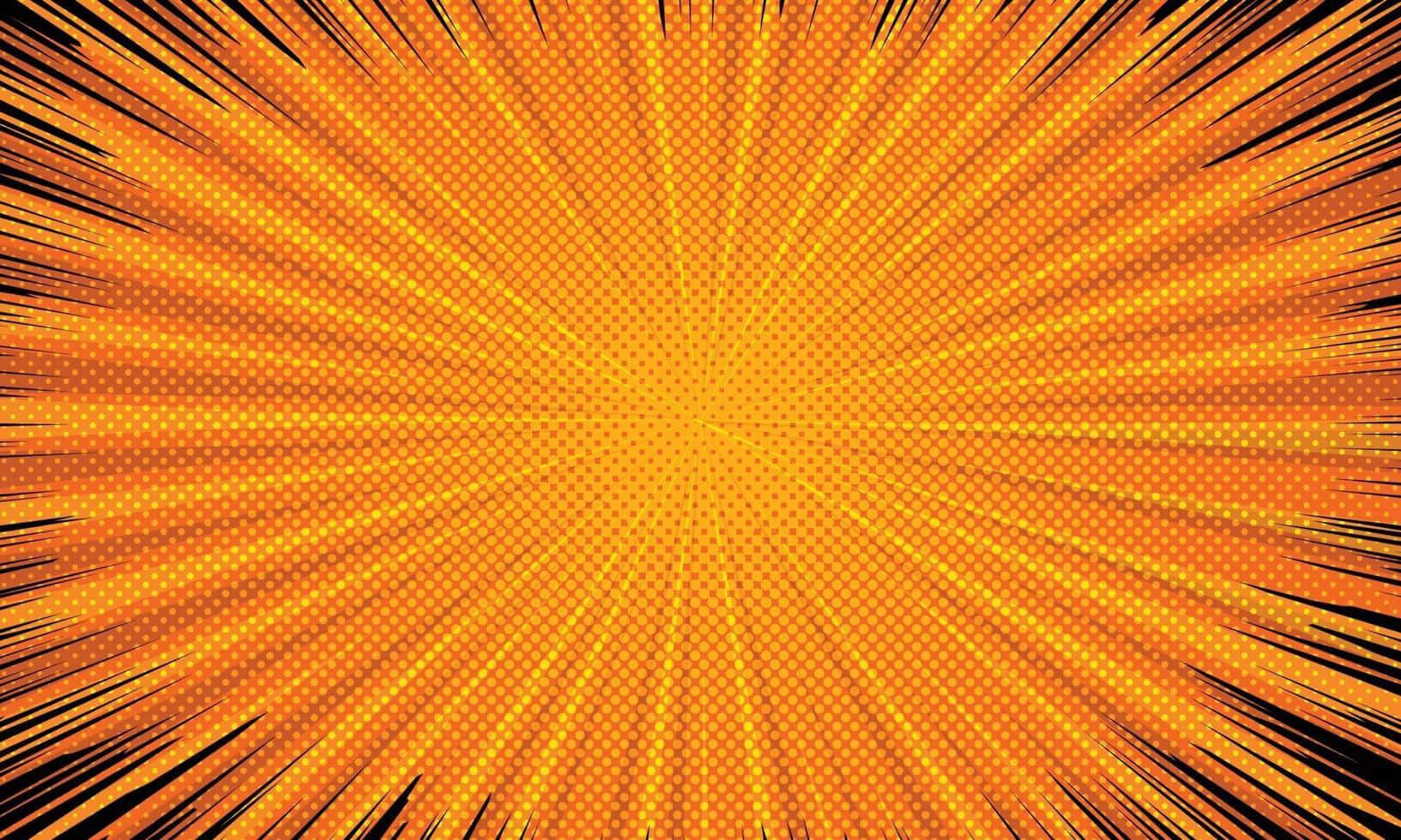 A Comic Sunburst Background With Orange And Black Lines