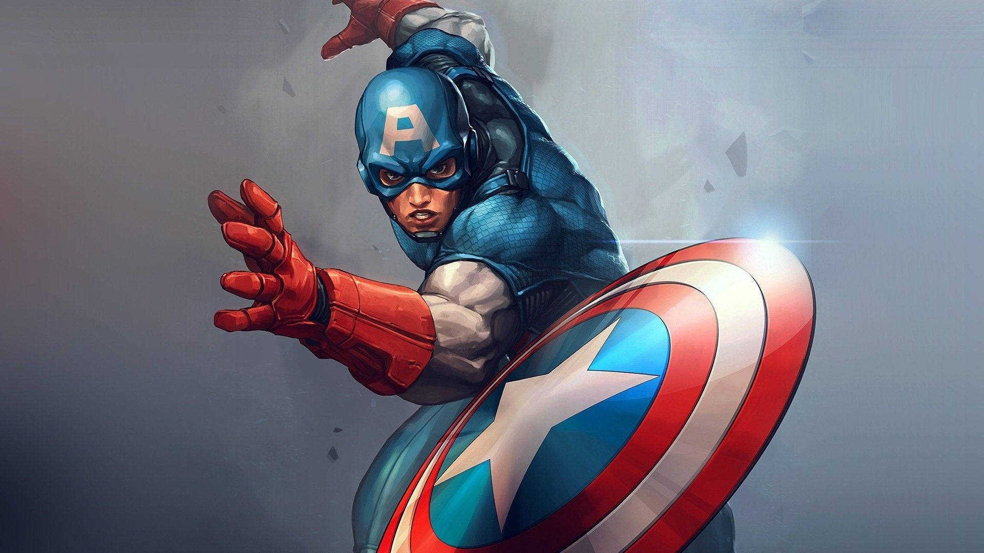 Comic Captain America With Shield Background