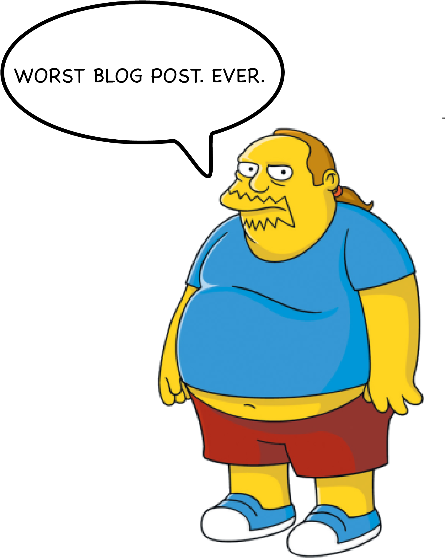 Comic Character Criticizing Blog Post PNG