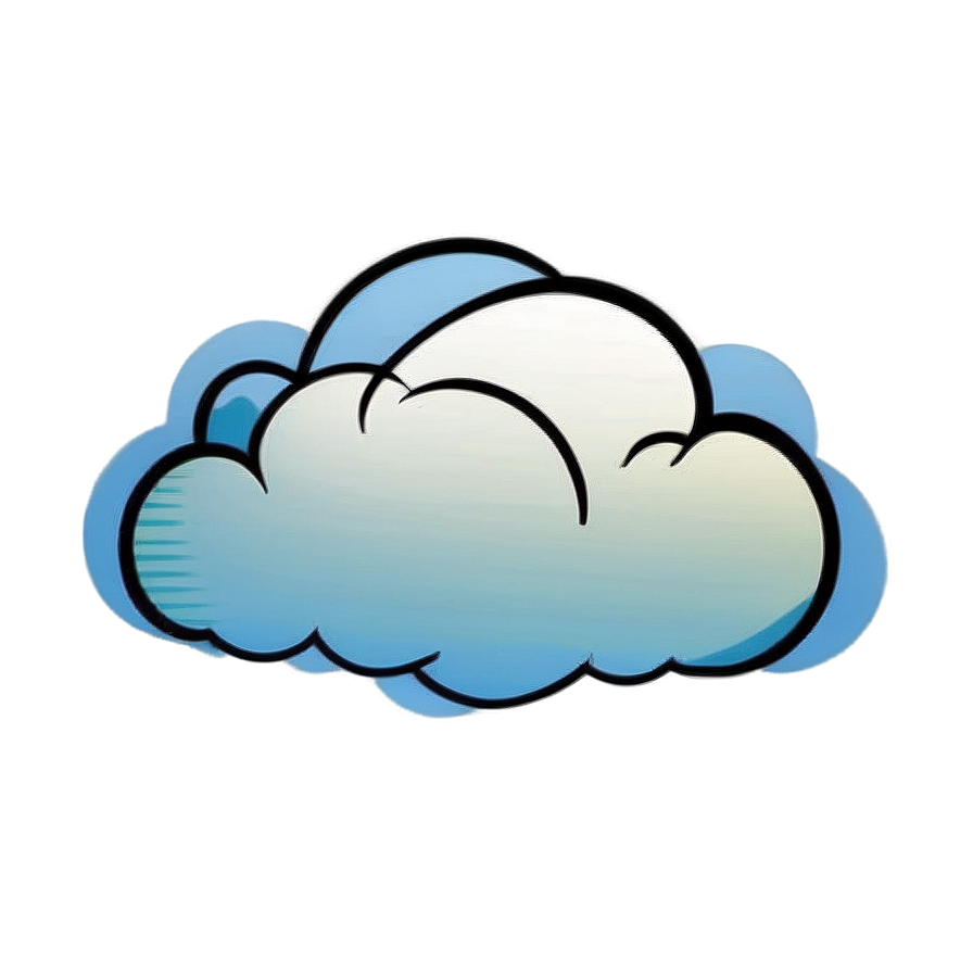 Eine stilisierte Cartoon-Wolke mit glühenden blauen Rändern auf blauem Hintergrund.