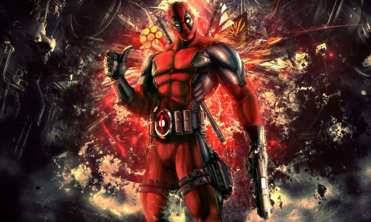 Comic Deadpool Background Doing A Thumbs-up