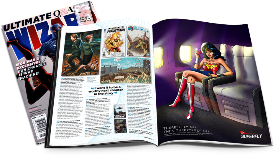Comic Magazine Spread Wonder Woman Ad PNG