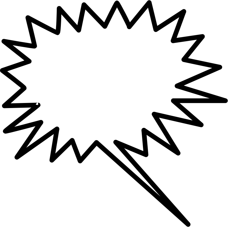 Comic Speech Bubble Vector PNG — A stark white starburst graphic with jagged rays against a solid black background.