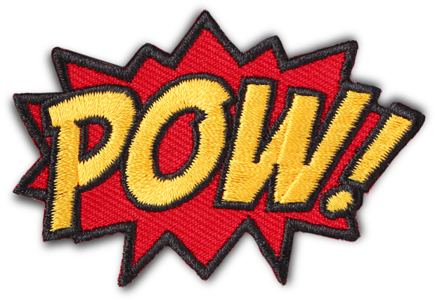 Comic Style P O W Patch PNG