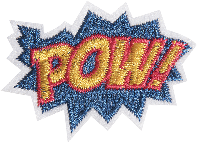 Comic Style P O W Patch PNG