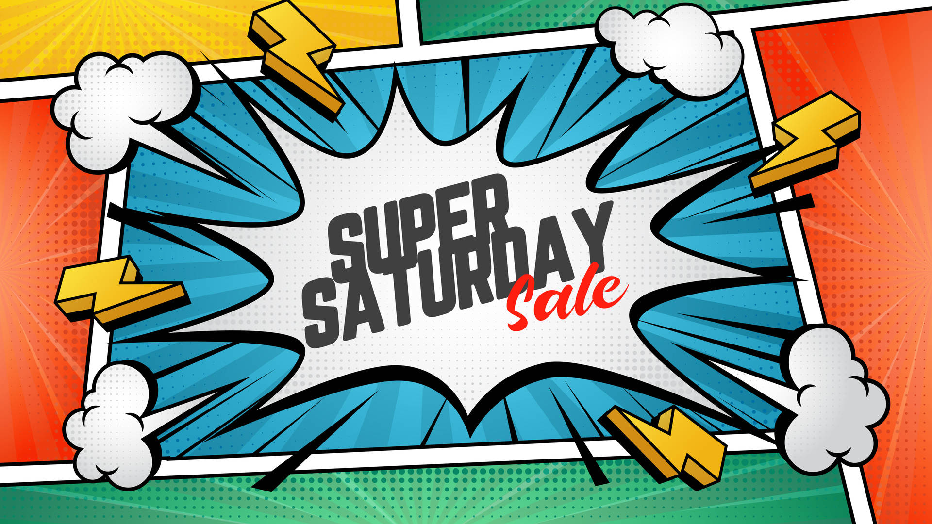 Comic Theme Super Saturday Sale Wallpaper