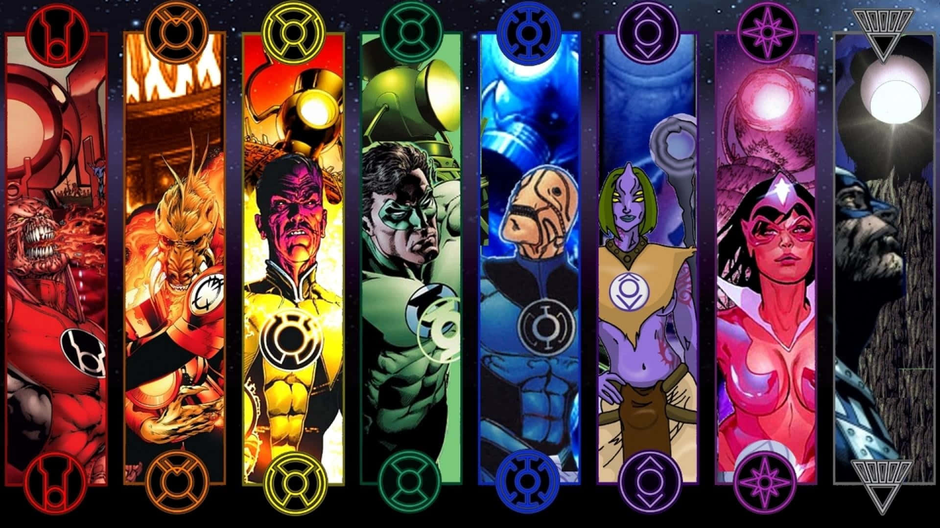 A Row Of Different Characters In Different Colors