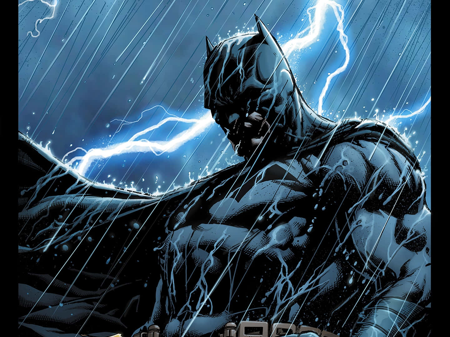 Batman In The Rain With Lightning