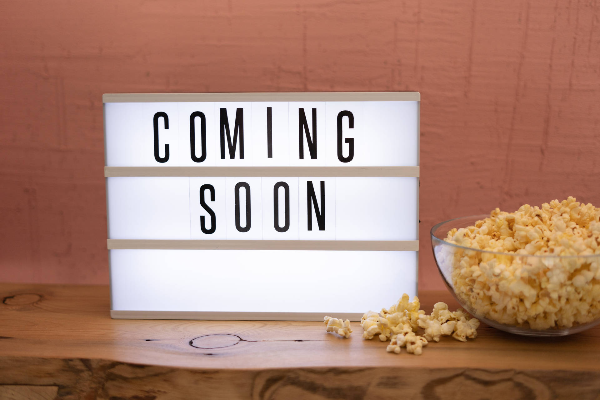 Coming Soon And Bowl Of Popcorn Wallpaper