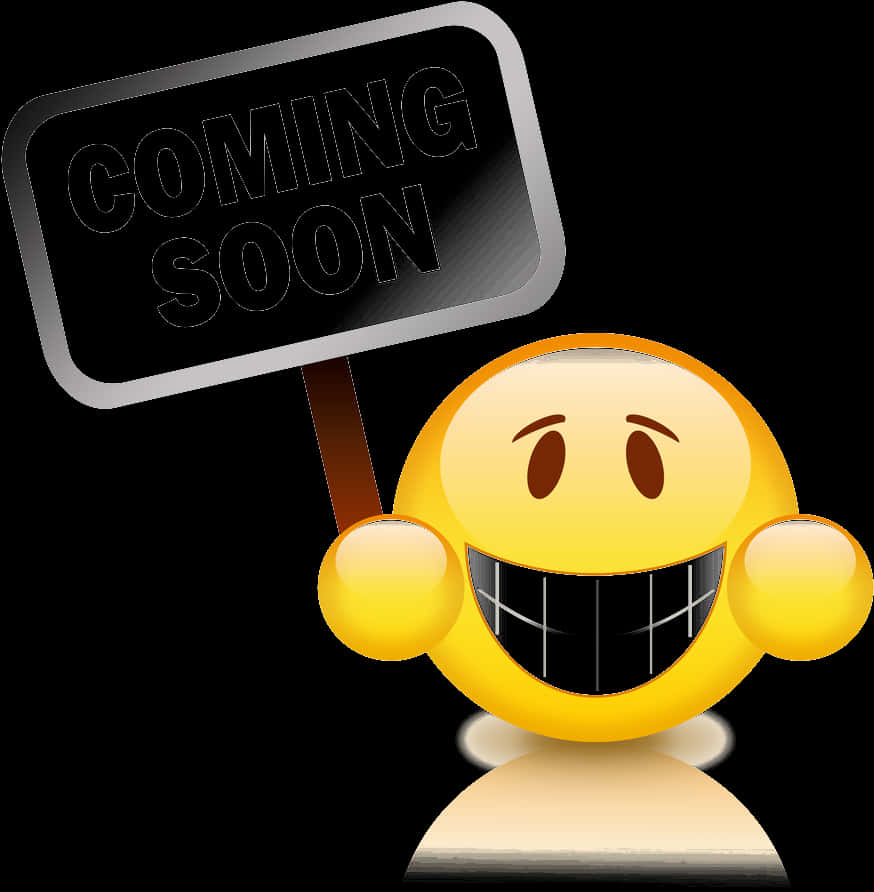 Coming Soon Signwith Smiling Emoji PNG