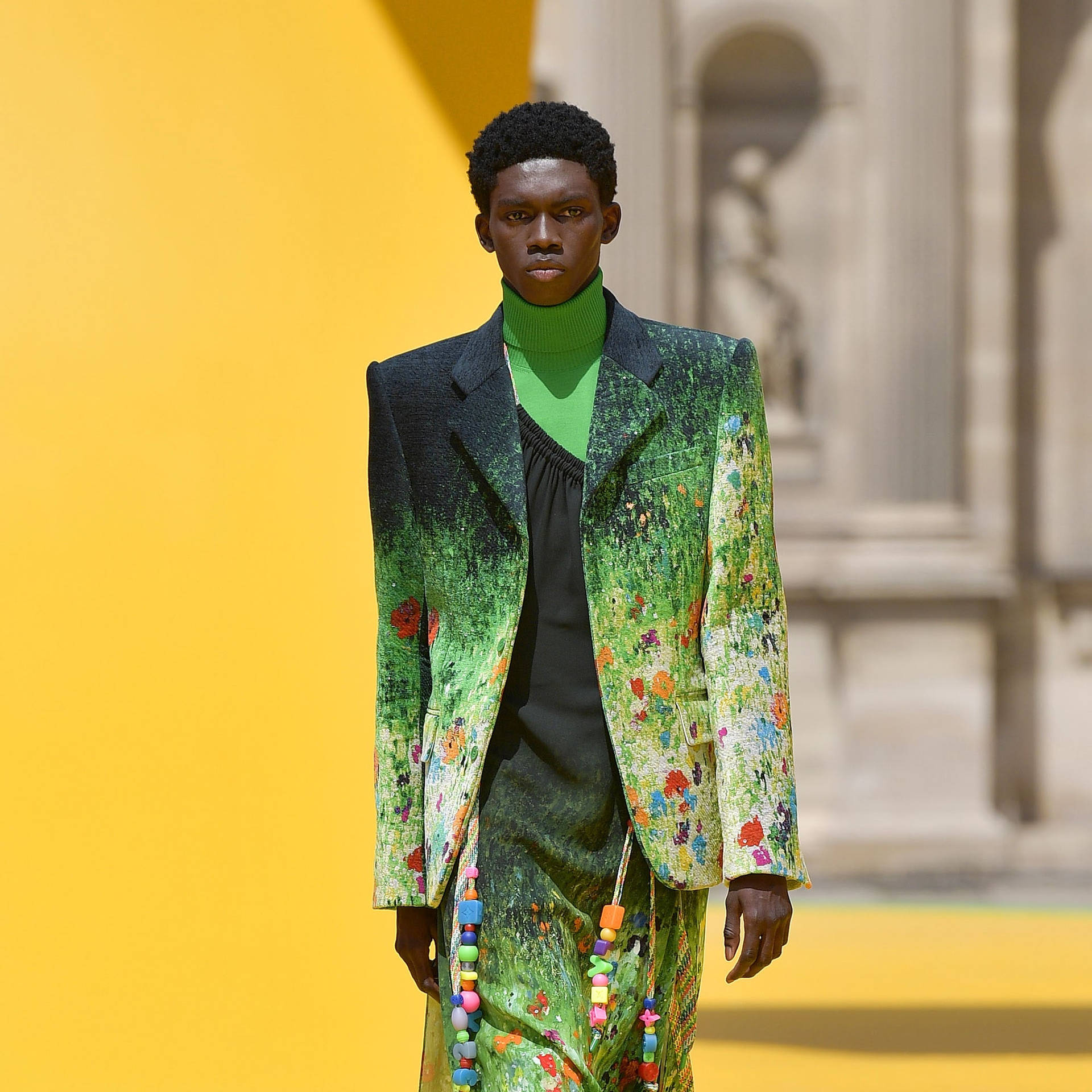Comme Des Garçons Green Floral Suit Wallpaper