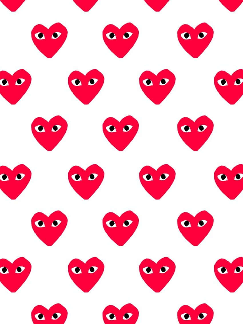 Comme Des Garçons Heart Pattern Phone Wallpaper