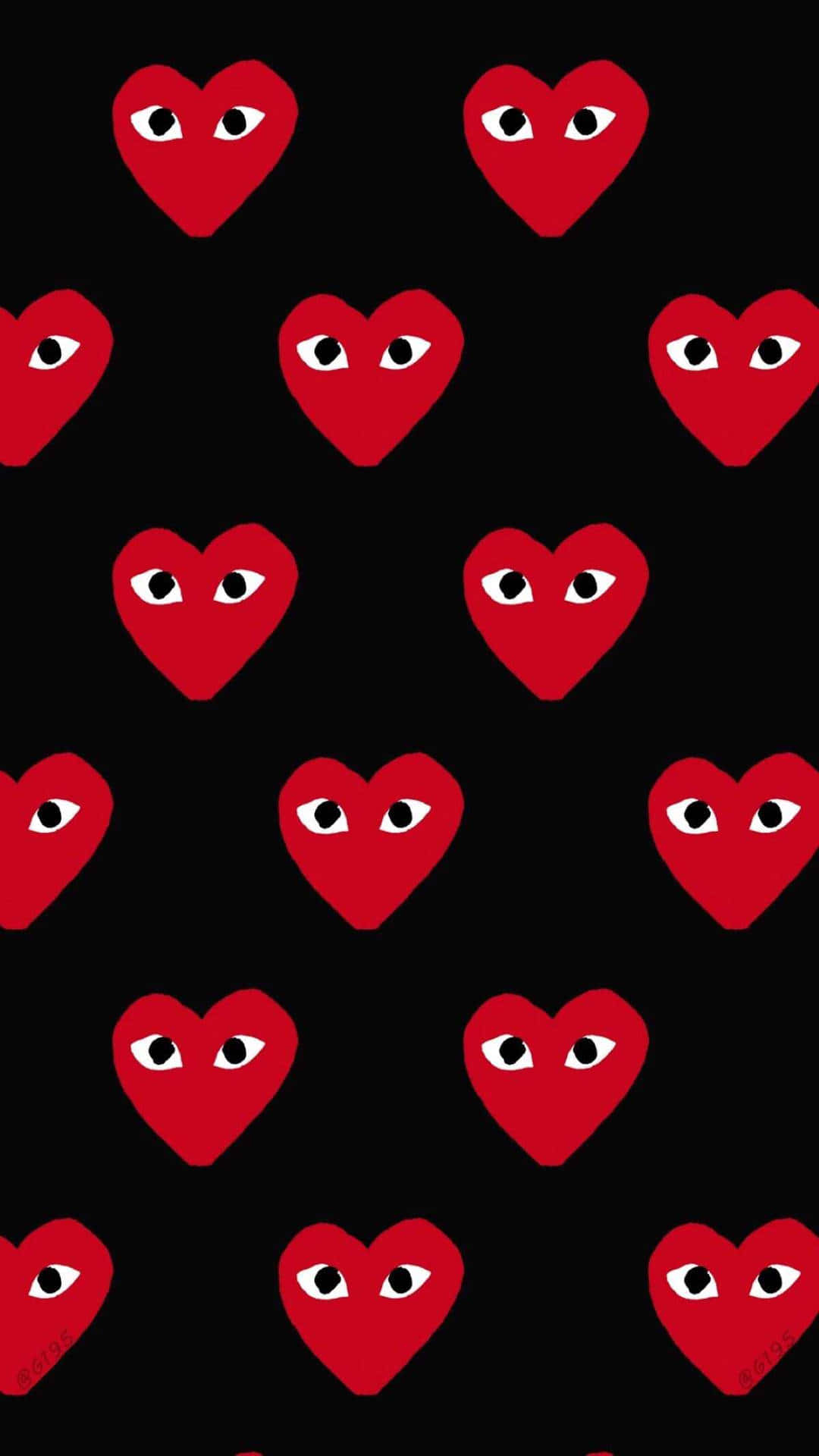 Comme Des Garçons Red Patterned Heart Black Wallpaper