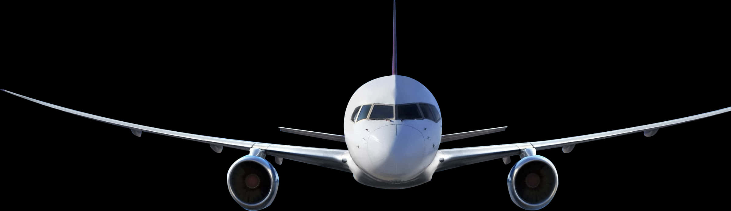 Commercial Airplane Front View Night Sky PNG