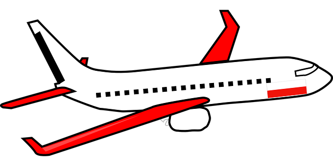 Commercial Airplane Graphic Red Accents PNG