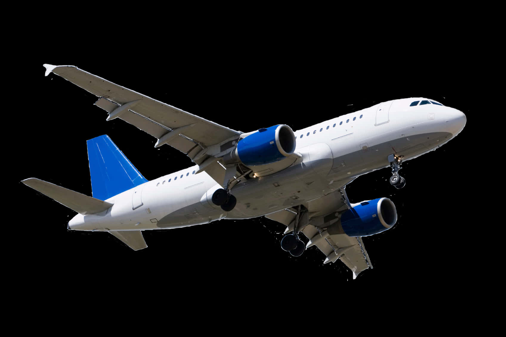 Commercial Airplane Isolated On Black PNG