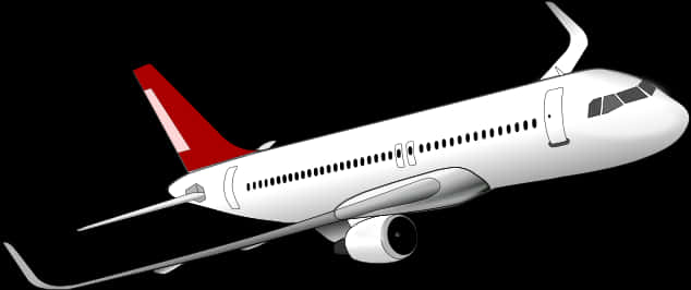 Commercial Airplane Profile Black Background PNG