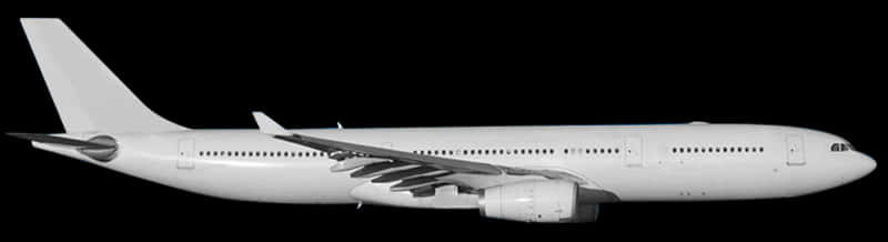 Commercial Airplane Side View Blackand White PNG