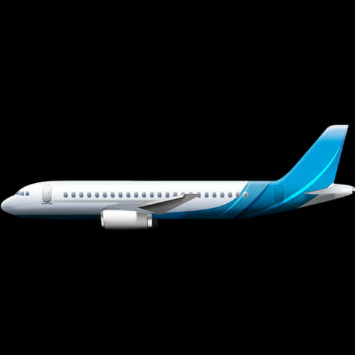 Commercial Airplane Side View Graphic PNG