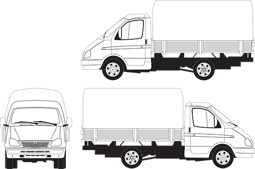 Commercial Delivery Vehicles Vector Illustration PNG