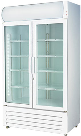 Commercial Display Refrigerator Double Glass Doors PNG