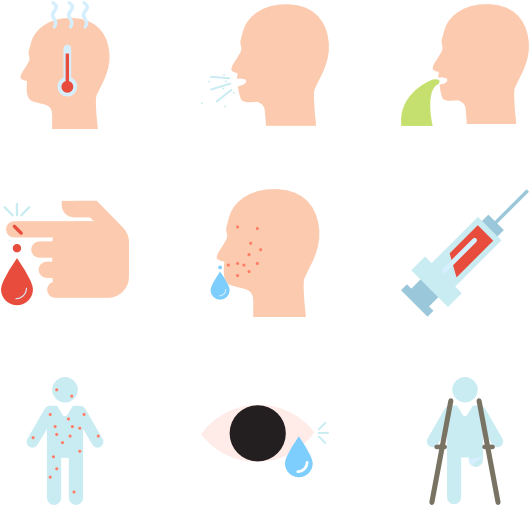Common Illness Symptoms Icons PNG