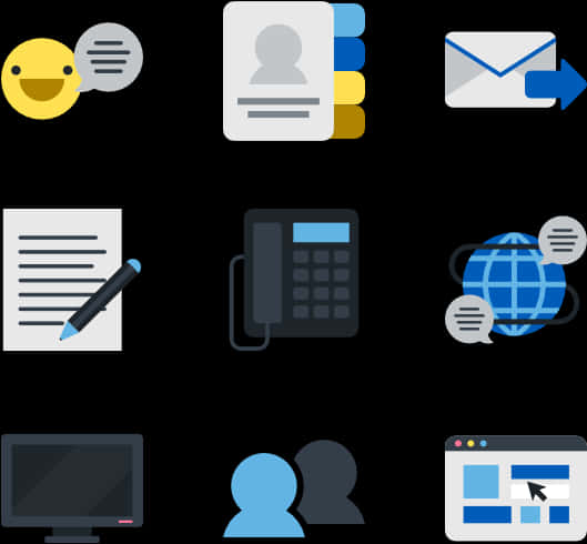 Communication Icons Set PNG