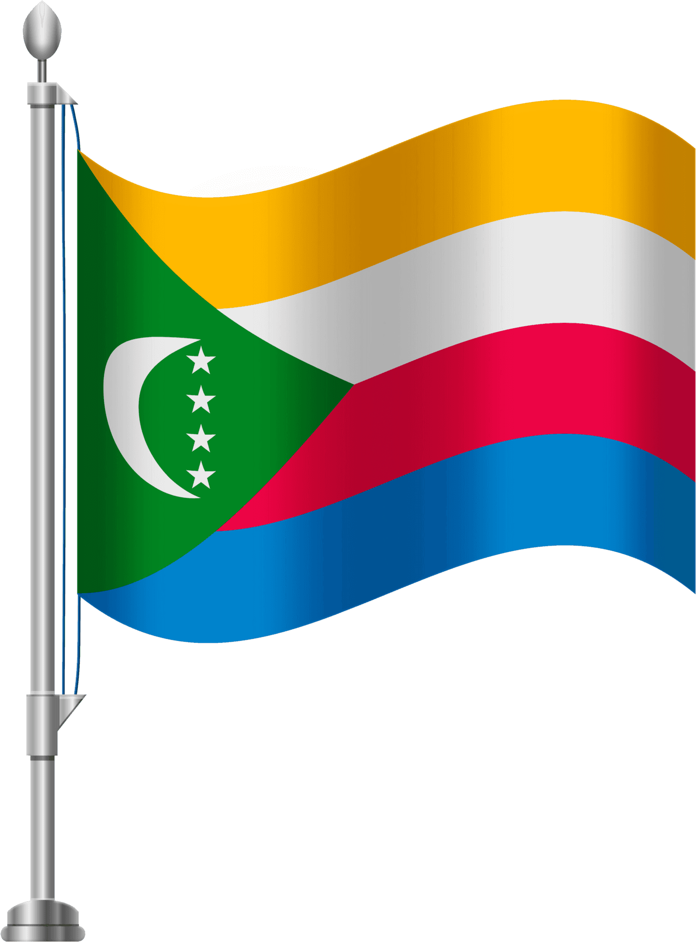 Comoros Flag Wavingon Pole PNG