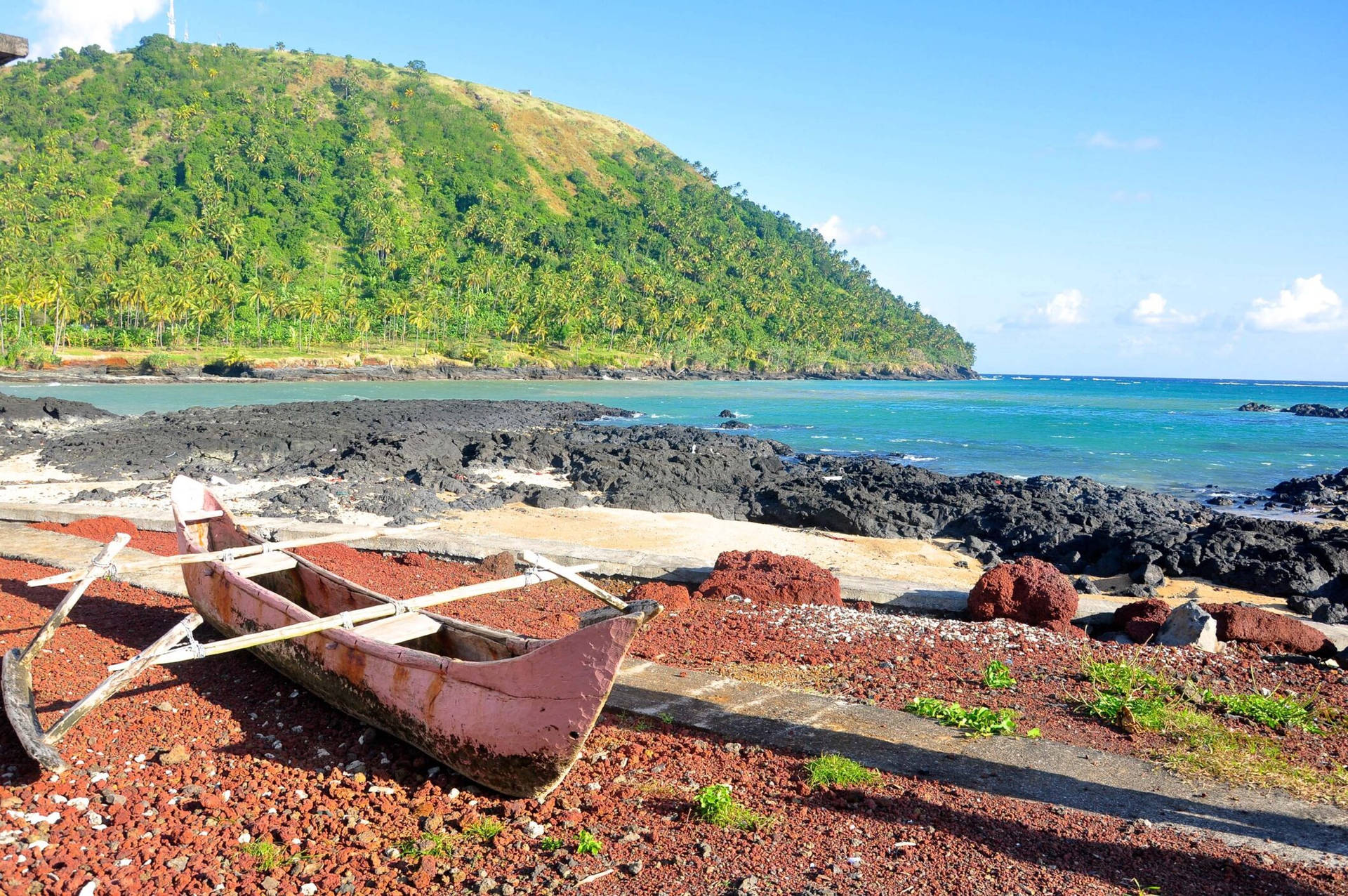 Comoros Island With Boat Background