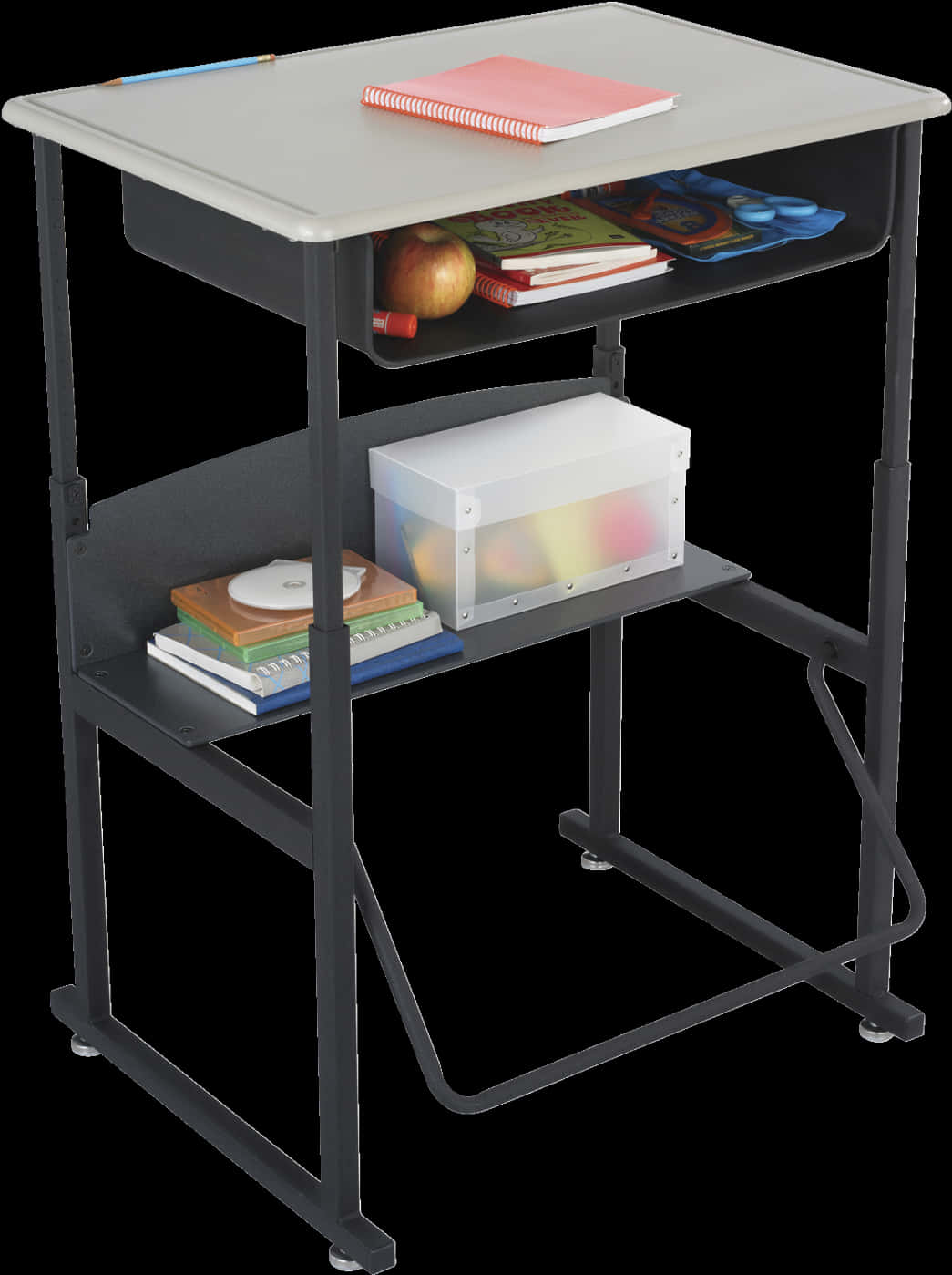 Compact Student Desk Setup PNG