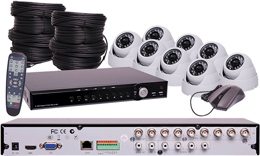 Complete C C T V Security System Setup PNG