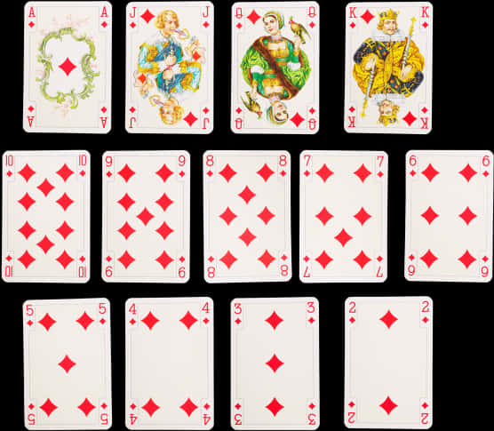 Complete Diamonds Suit Playing Cards PNG