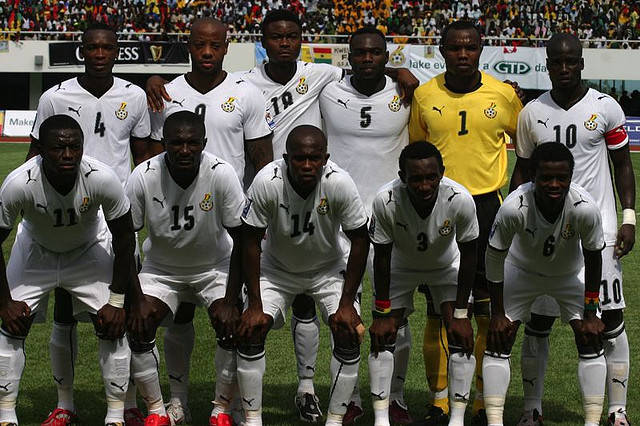 Completa La Squadra Nazionale Di Calcio Del Ghana Sfondo