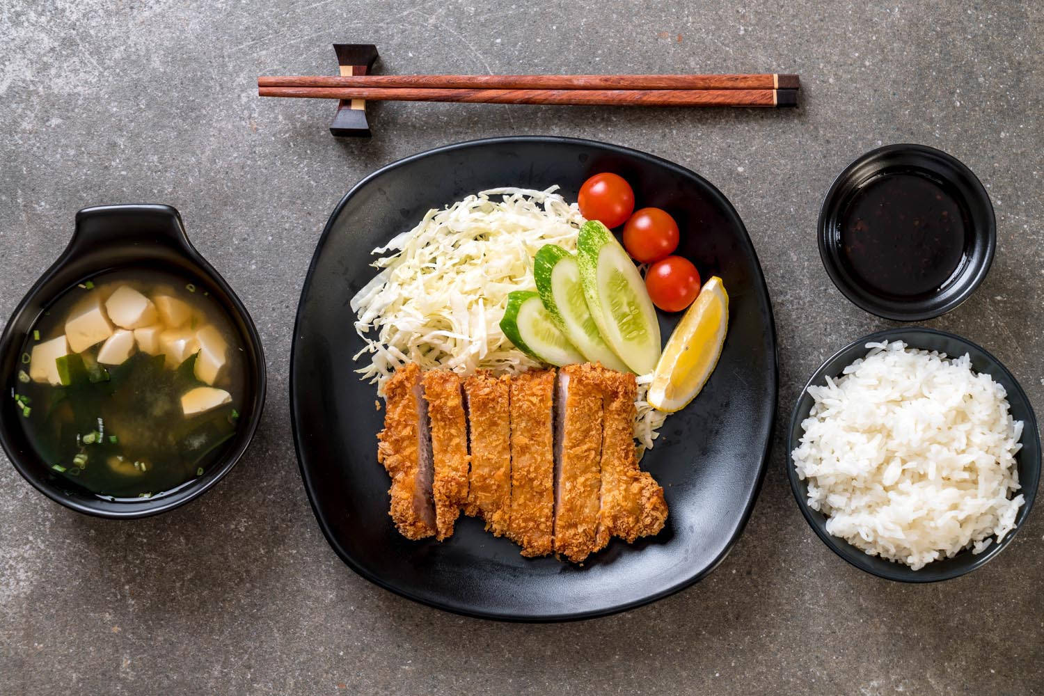 Savory and Authentic Japanese Tonkatsu Meal Wallpaper