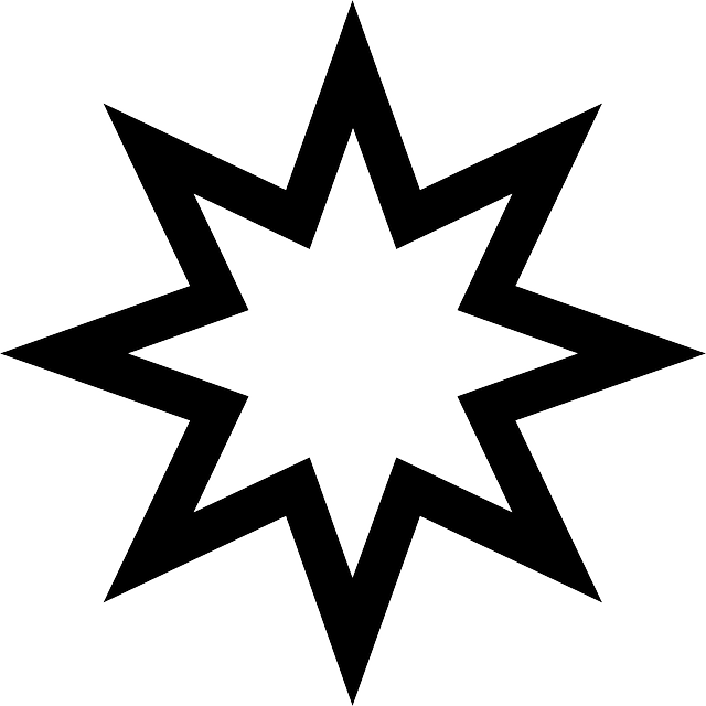 Complex Black Star Outline PNG