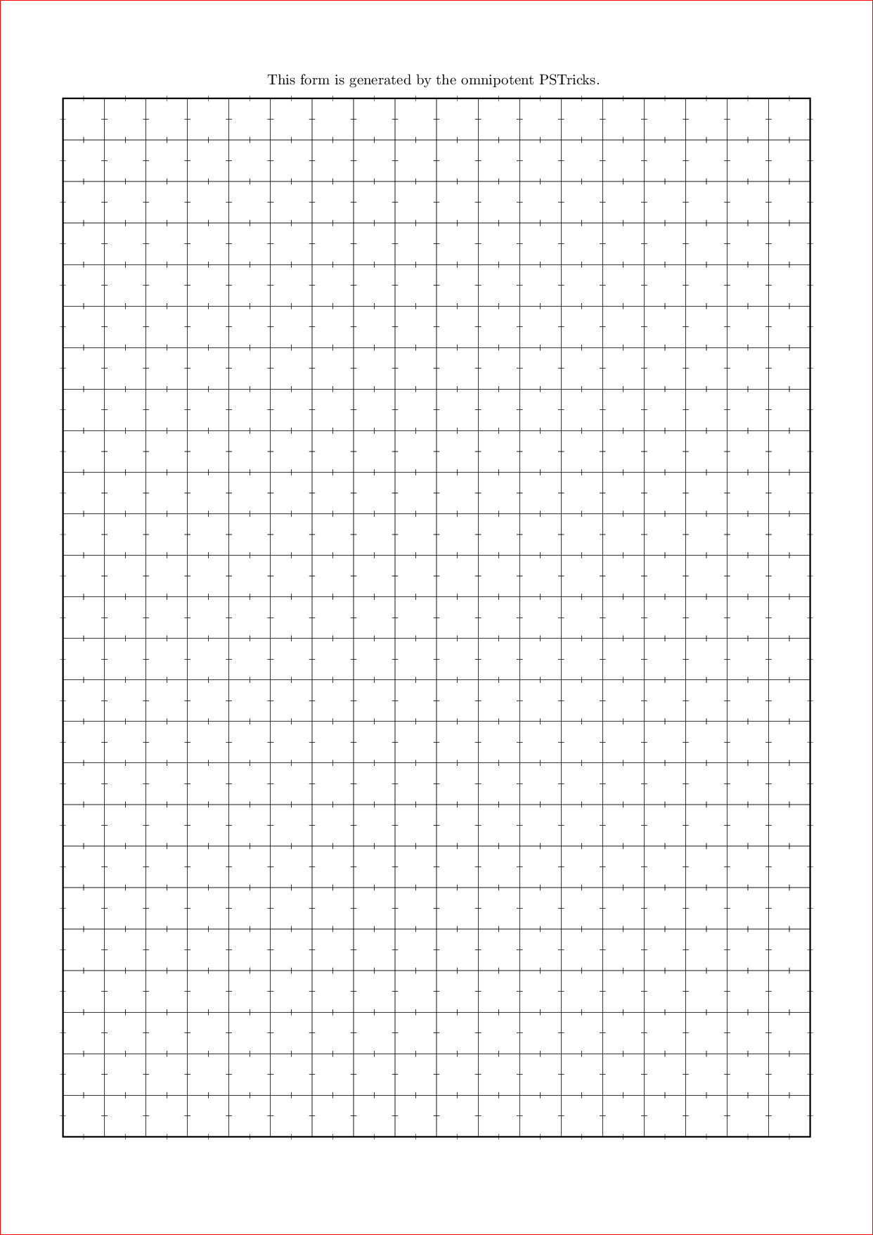 Blank graph paper with grid lines and text header