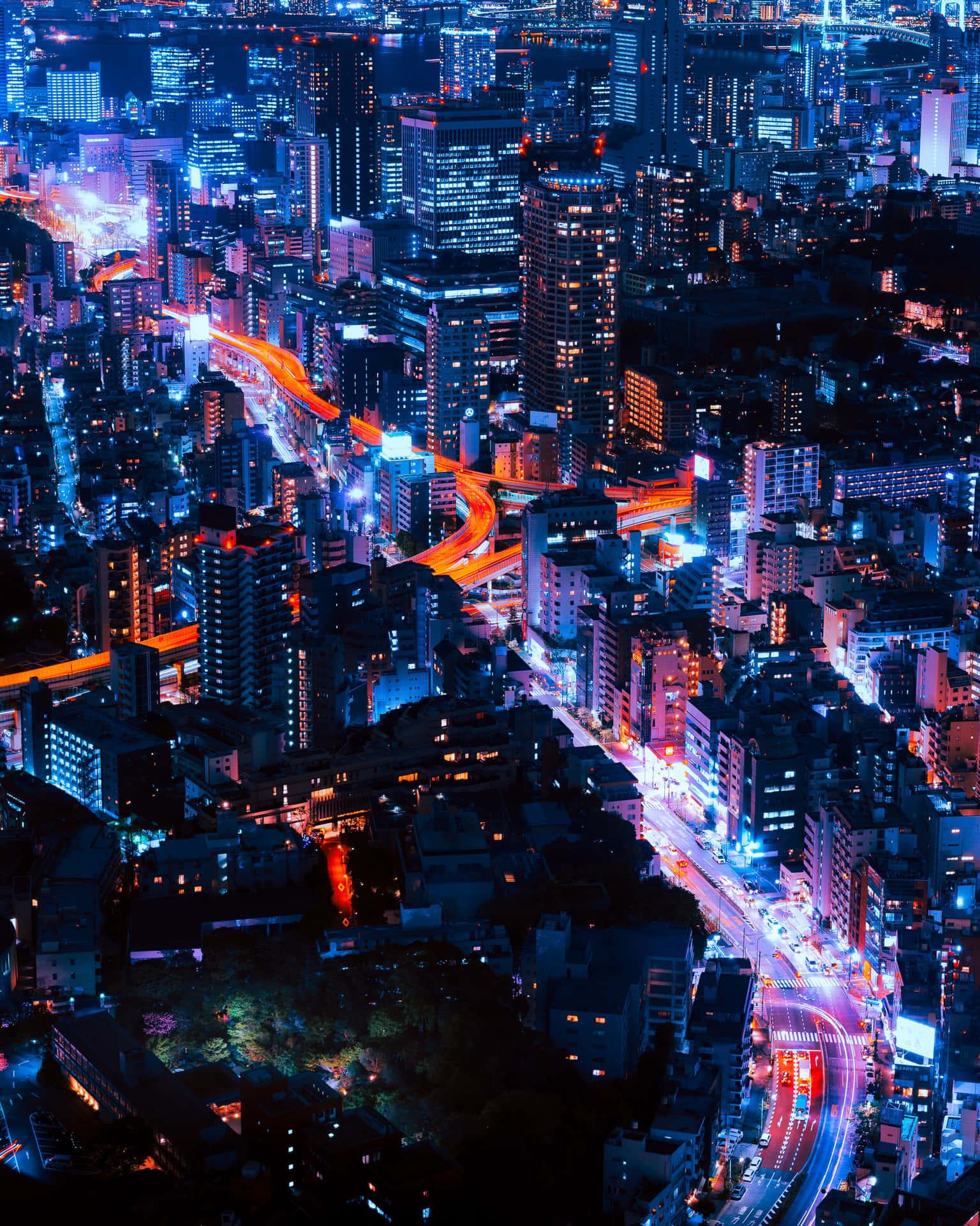 Comprehensive City View At Night Wallpaper