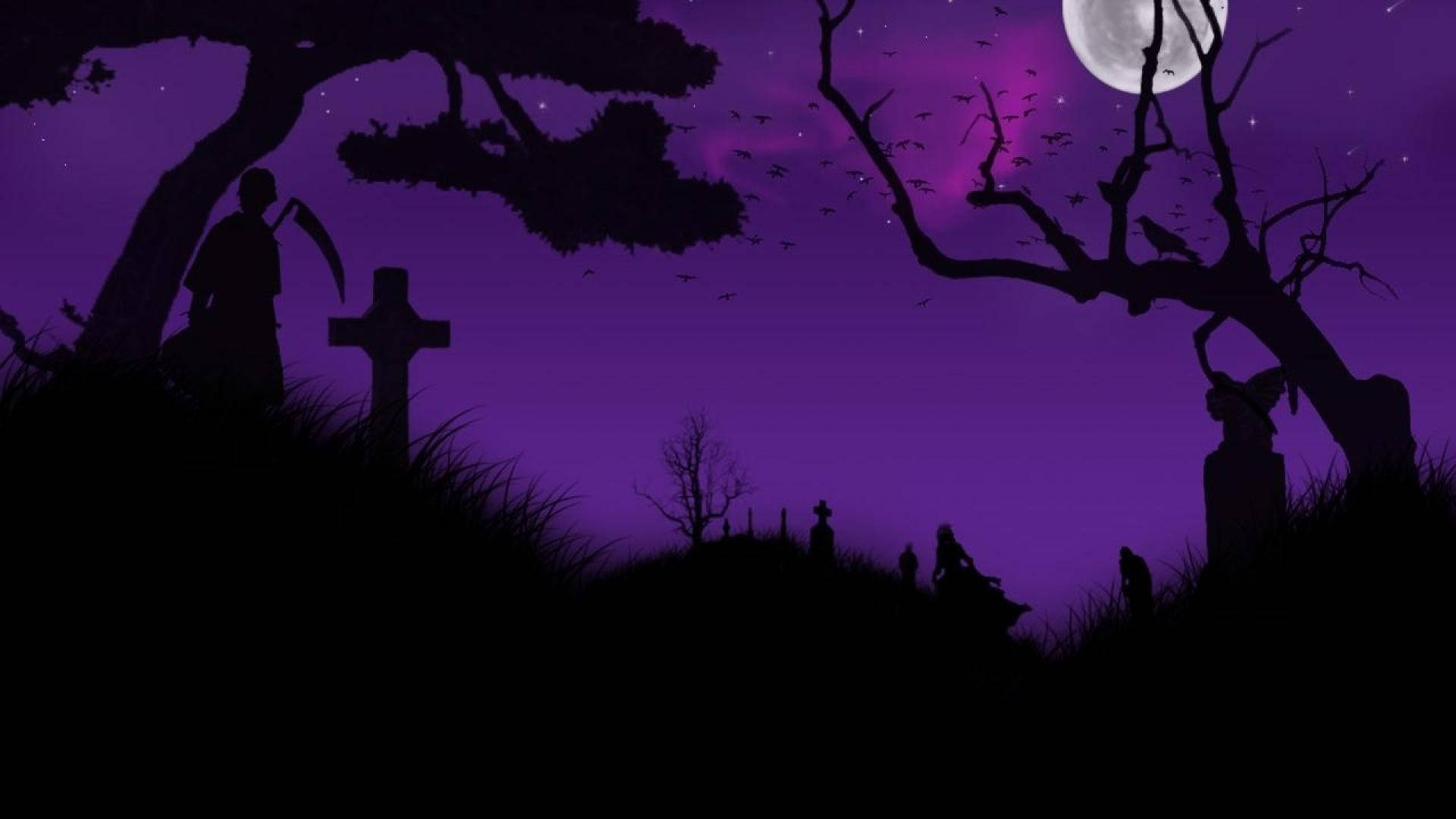 Computador De Halloween Do Spooky Cemetery Papel de Parede