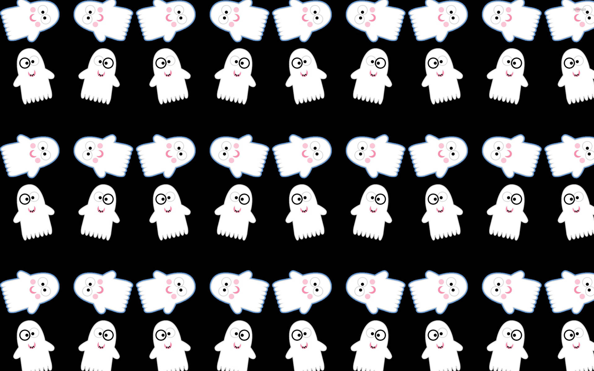 Computador De Halloween Sem Costura Cute Ghosts Papel de Parede