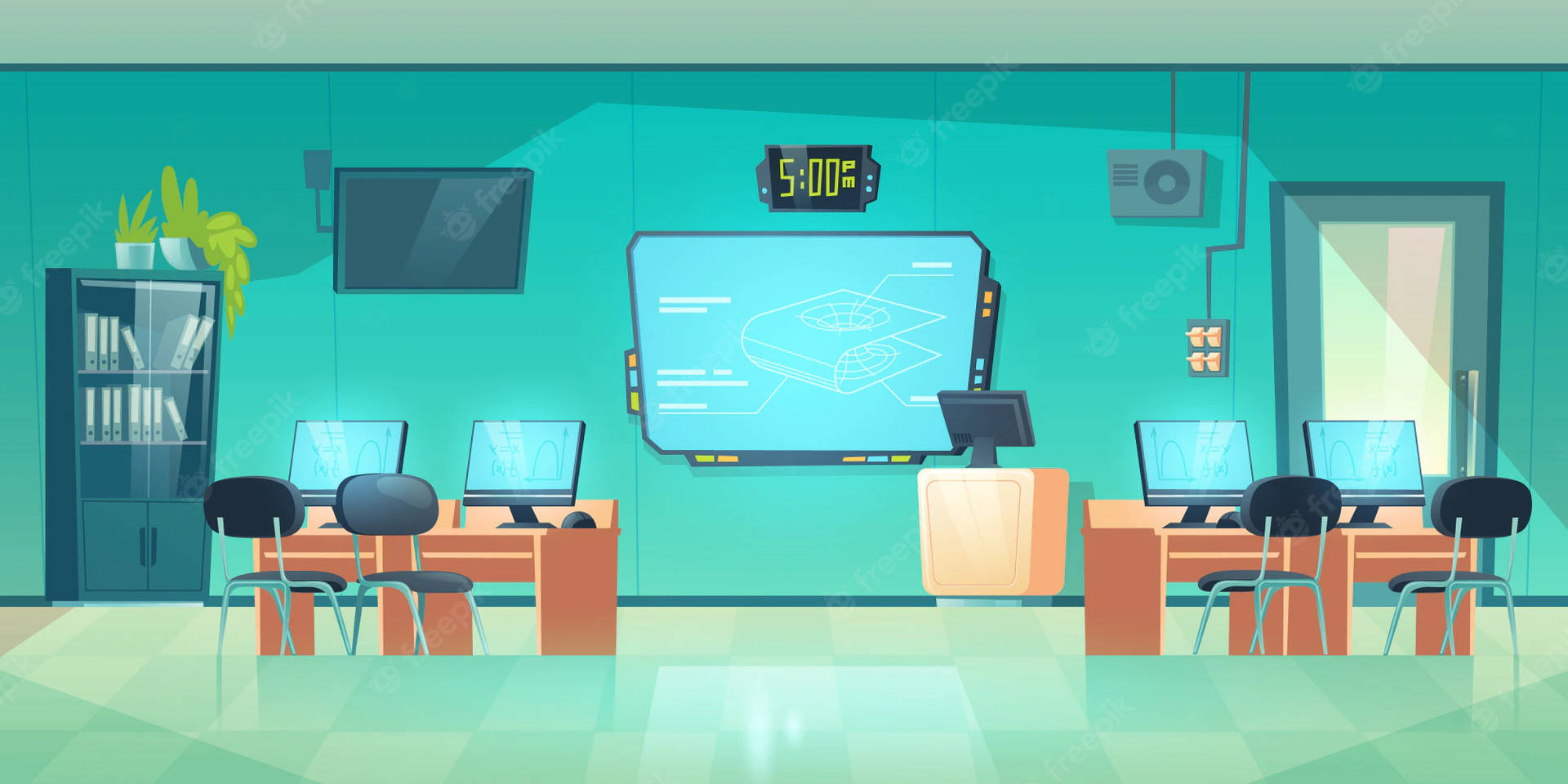 Computer Classroom Graphic Art Background