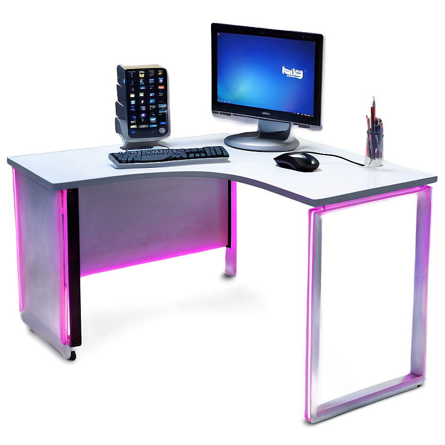 Computer Desk With Led Lights Png 06262024 PNG