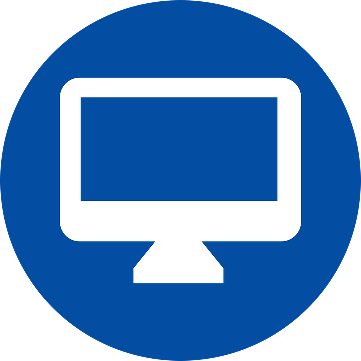 Computer Monitor Icon Blue Circle PNG