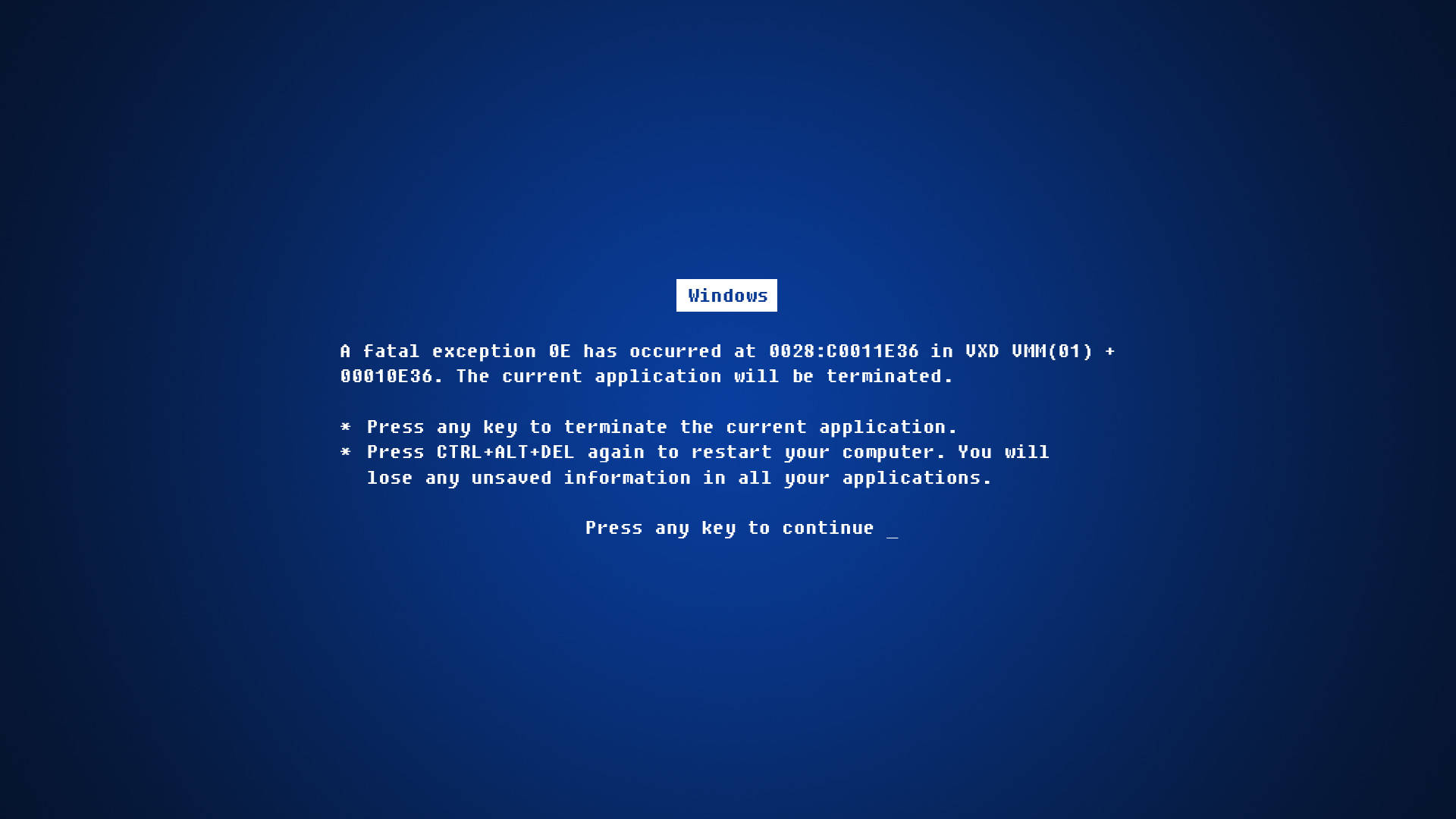 Schermodel Computer Con Errore Blu. Sfondo