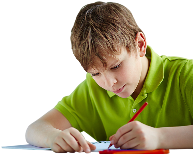 Concentrated Boy Drawing PNG