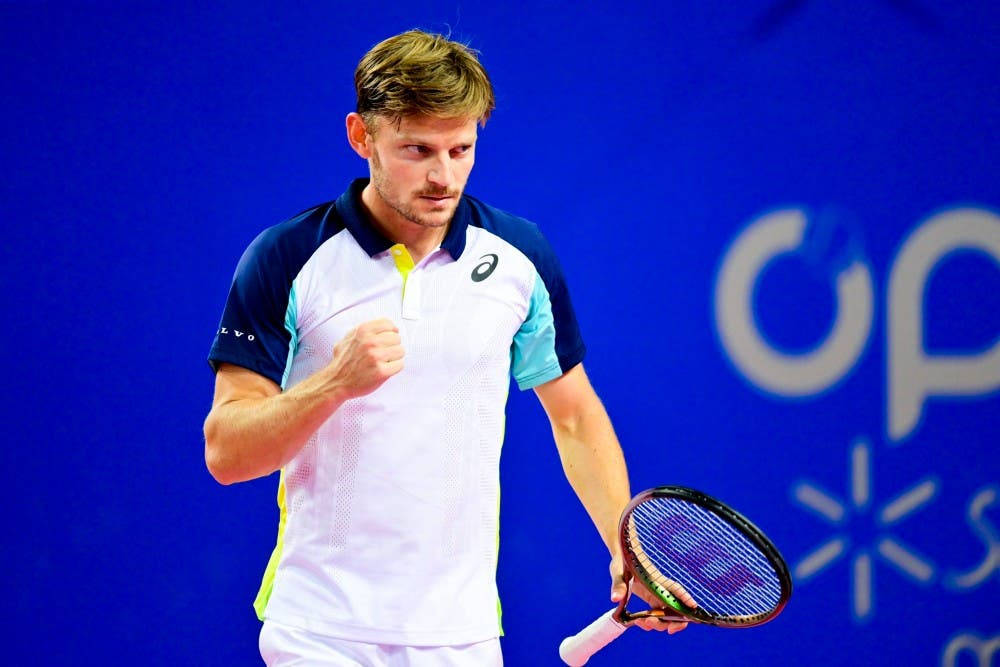 Concentrated David Goffin Excellent Backhand Shot Wallpaper