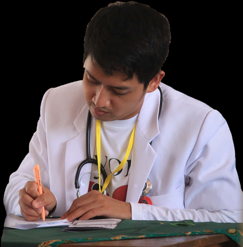 Concentrated Doctor Writing Notes PNG